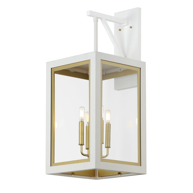 30056CLWTGLD - Neoclass 29" Outdoor Wall Sconce - White/Gold