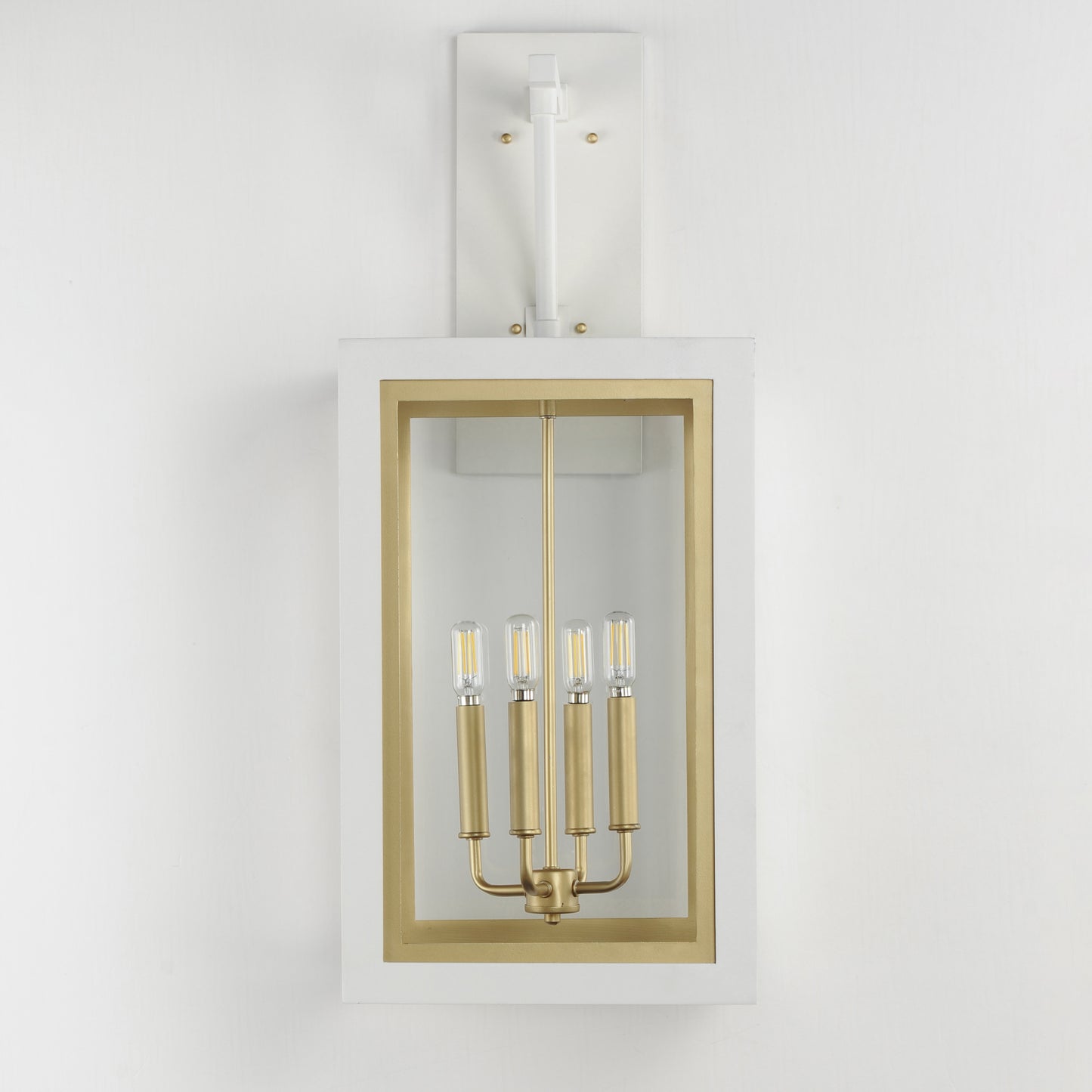 30056CLWTGLD - Neoclass 29" Outdoor Wall Sconce - White/Gold