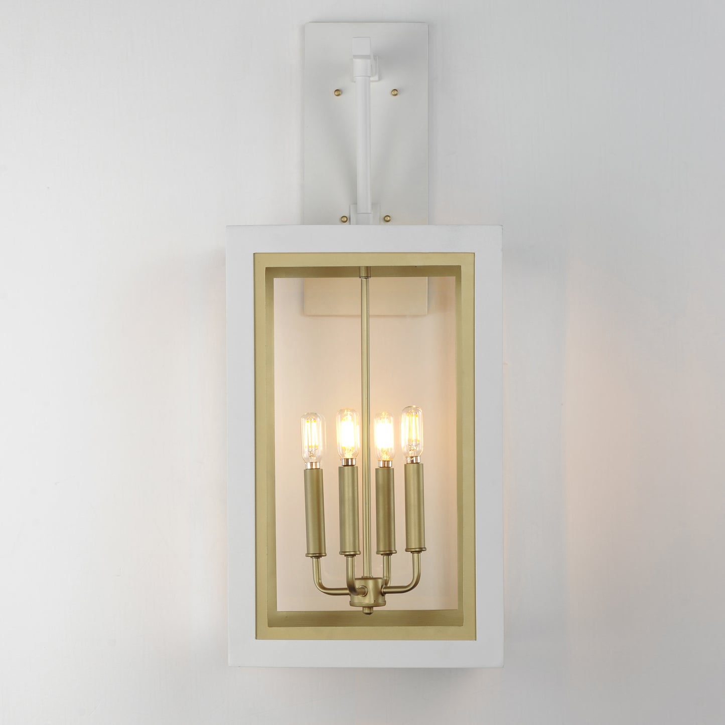 30056CLWTGLD - Neoclass 29" Outdoor Wall Sconce - White/Gold