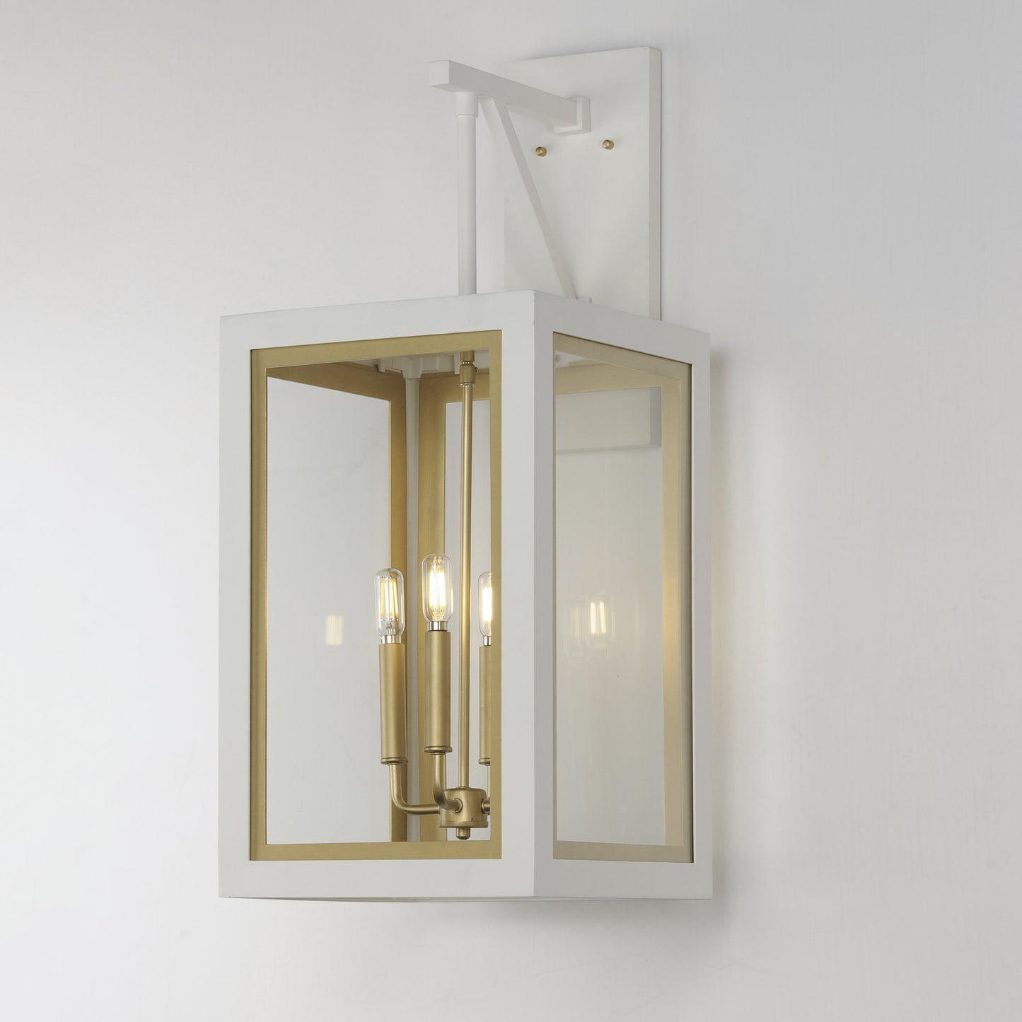 30056CLWTGLD - Neoclass 29" Outdoor Wall Sconce - White/Gold