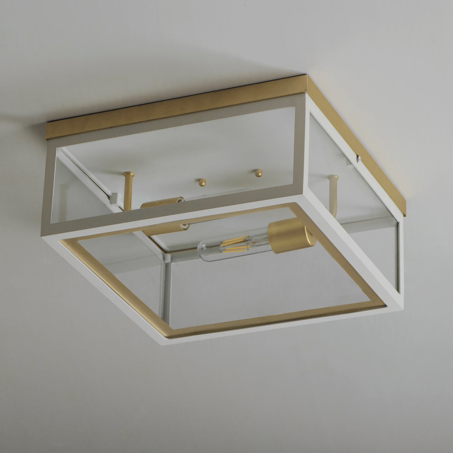 30059CLWTGLD - Neoclass 13" Flush Mount Ceiling Light - White/Gold