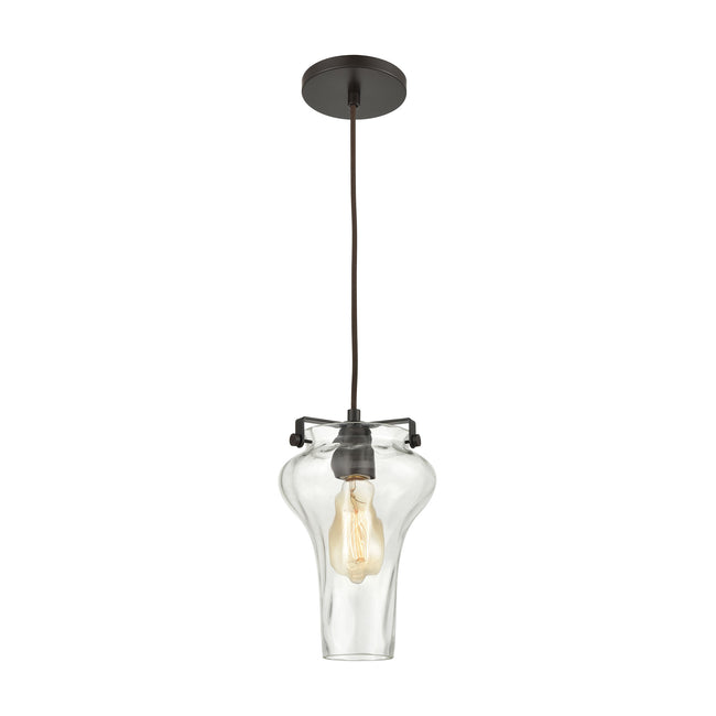 ELK Lighting 30080/1 - Volus 7A" Wide 1-Light Mini Pendant in Oil Rubbed Bronze with Wavy Glass