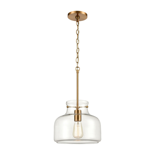 ELK Lighting 30110/1 - Lola 11" Wide 1-Light Pendant in Satin Brass with Clear Glass