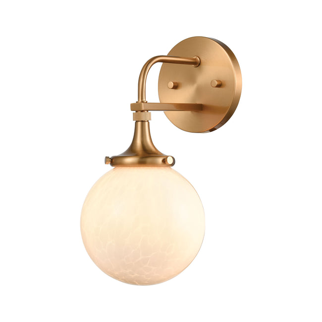 ELK Lighting 30141/1 - Beverly Hills 6" Wide 1-Light Vanity Light in Satin Brass with White Feathere