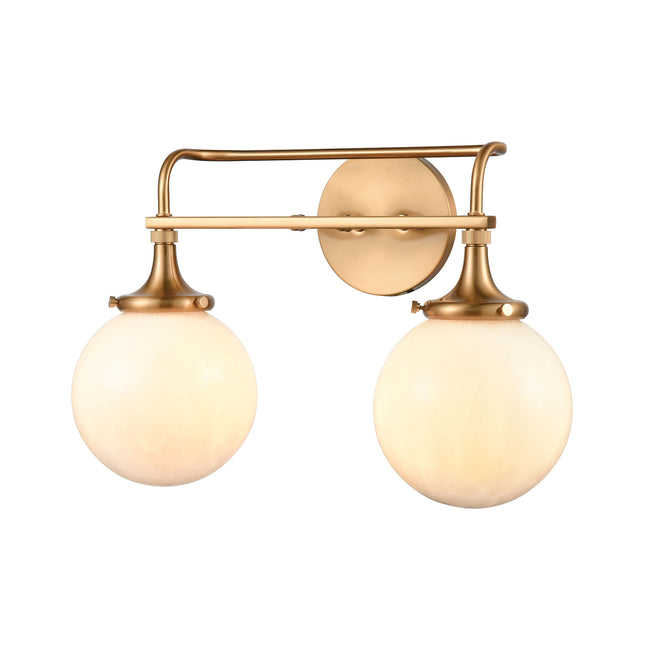 ELK Lighting 30142/2 - Beverly Hills 17" Wide 2-Light Vanity Light in Satin Brass with White Feather