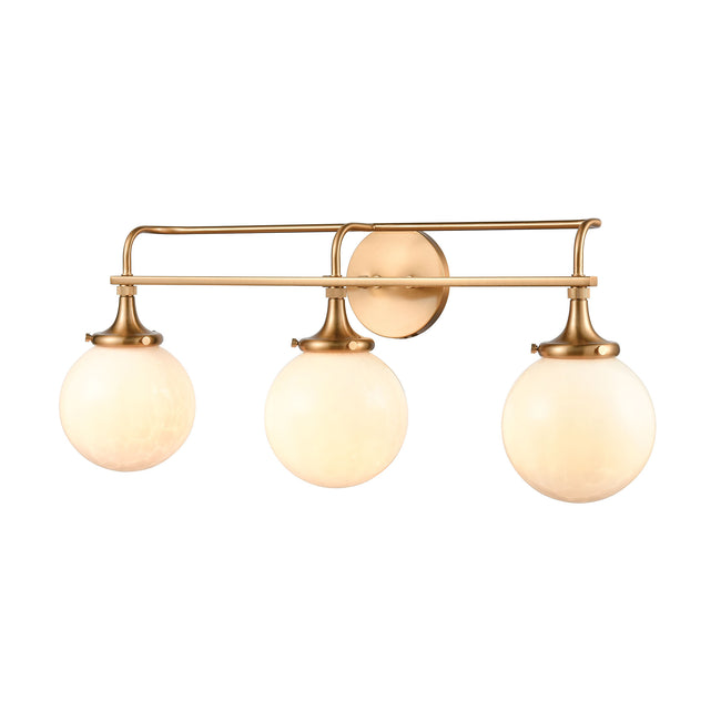 ELK Lighting 30143/3 - Beverly Hills 28" Wide 3-Light Vanity Light in Satin Brass with White Feather
