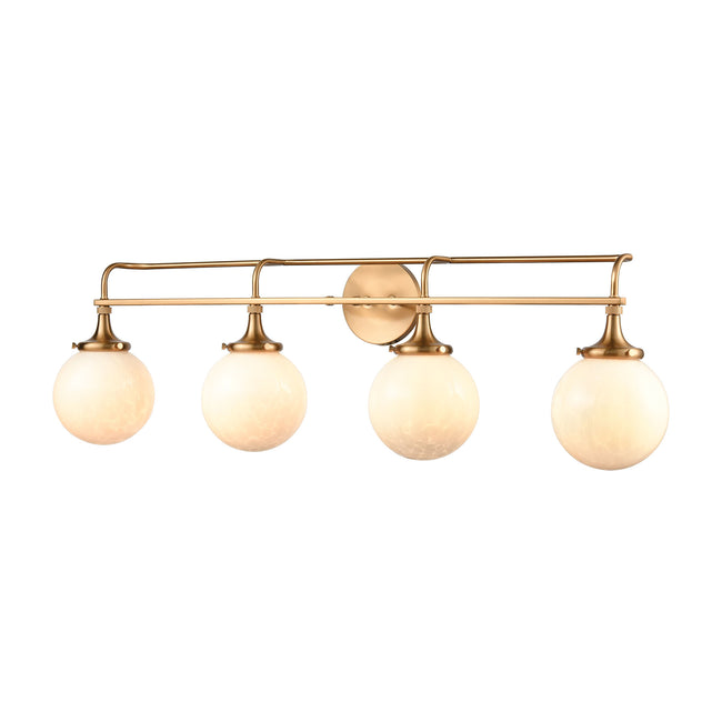 ELK Lighting 30144/4 - Beverly Hills 38" Wide 4-Light Vanity Light in Satin Brass with White Feather