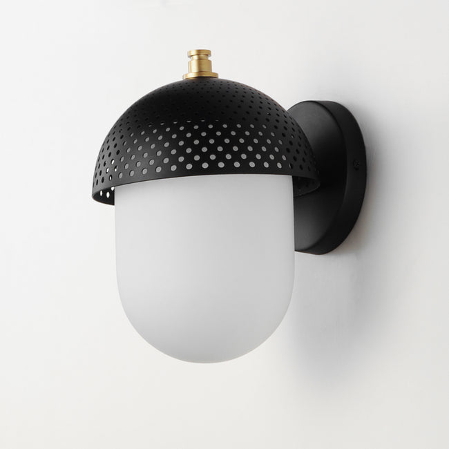 30182WTBKGLD - Perf Outdoor 11" Outdoor Wall Sconce - Black / Gold