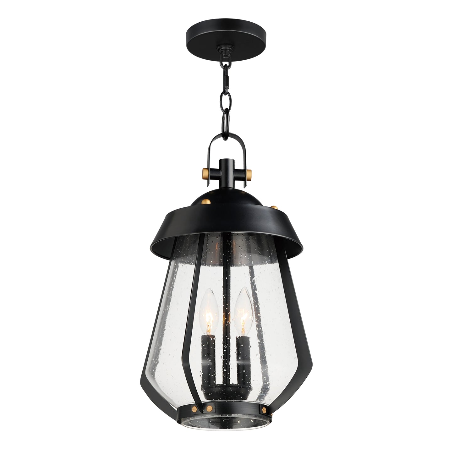 30623CDBKAB - 2 Light Mariner 9.75" Pendant - Black / Antique Brass