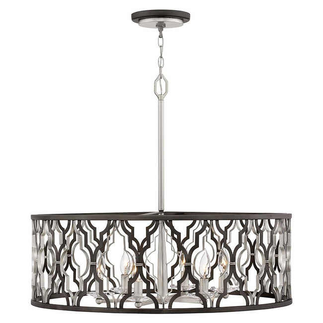 Hinkley 3066GG - Portico Large Open Frame Drum 28" Wide 6 Light Chandelier in Glacial
