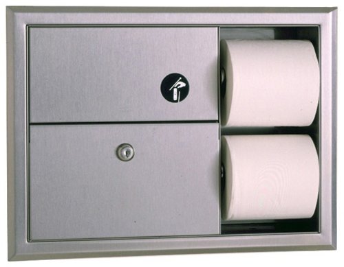 Bobrick 3094 - ClassicSeries 304 Stainless Steel Recessed Sanitary Napkin Disposal and Toilet Tissue