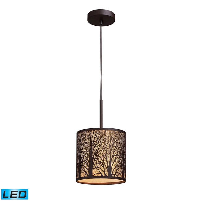 ELK Lighting 31073/1-LED - Woodland Sunrise 8" Wide 1-Light Mini Pendant in Aged Bronze with Woodlan