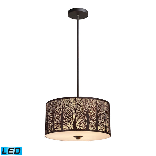 ELK Lighting Woodland Sunrise 16" Wide 3-Light Pendant in Aged Bronze with Woodland Shade - Includes