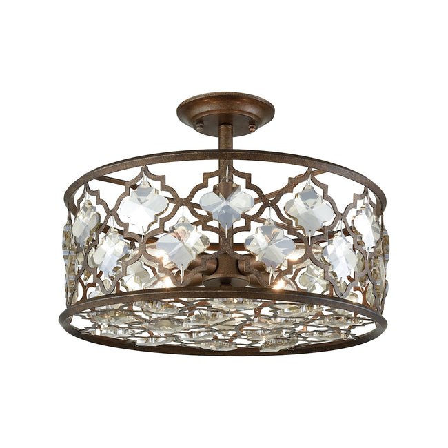 ELK Lighting 31092/4 - Armand 17" Wide 4-Light Semi Flush in Weathered Bronze with Champagne-plated