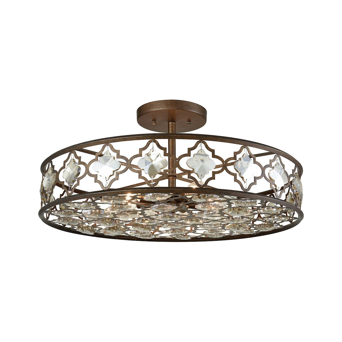 ELK Lighting 31093/8 - Armand 25" Wide 8-Light Semi Flush in Weathered Bronze with Champagne-plated