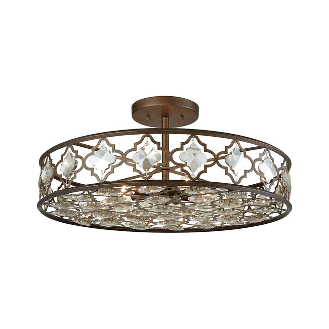 ELK Lighting 31093/8 - Armand 25" Wide 8-Light Semi Flush in Weathered Bronze with Champagne-plated