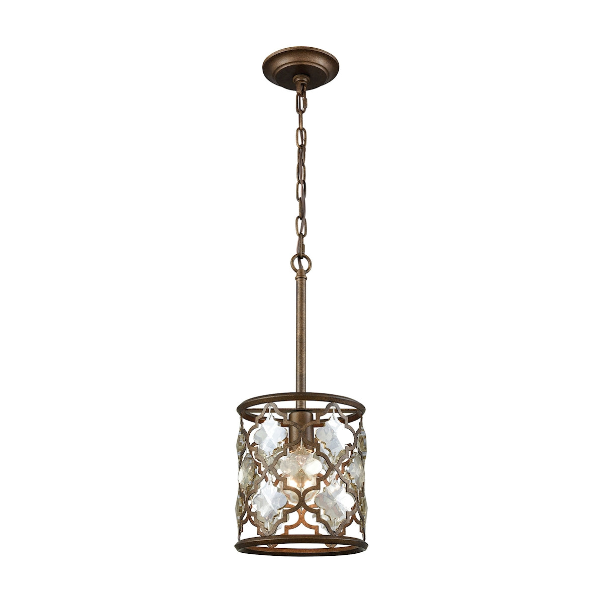 ELK Lighting 31094/1 - Armand 8" Wide 1-Light Mini Pendant in Weathered Bronze with Champagne-plated