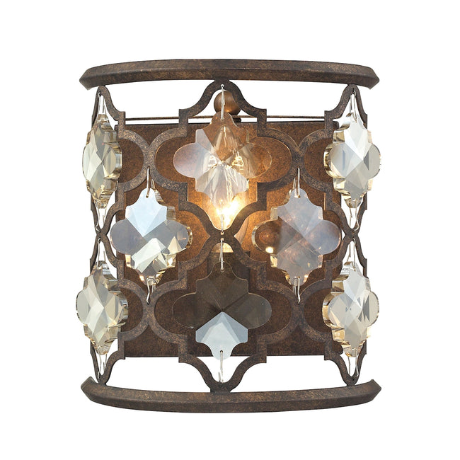 ELK Lighting 31095/1 - Armand 8" Wide 1-Light Sconce in Weathered Bronze with Amber Teak Crystals an