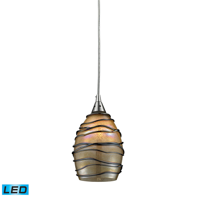 ELK Lighting 31142/1-LED - Vines 5" Wide 1-Light Mini Pendant in Satin Nickel with Tan Glass - Inclu