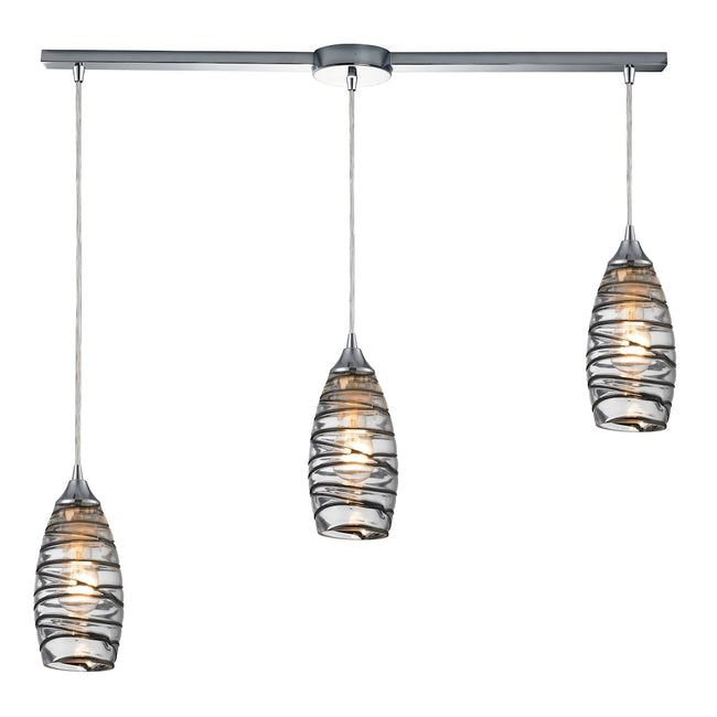 ELK Lighting 31338/3L-VINW - Twister 5" Wide 3-Light Linear Pendant Fixture in Polished Chrome with