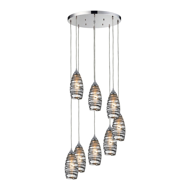 ELK Lighting 31338/8R-VINW - Twister 18" Wide 8-Light Round Pendant Fixture in Polished Chrome with