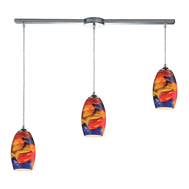 ELK Lighting 31339/3L - Surrealist 5" Wide 3-Light Linear Pendant Fixture in Polished Chrome with Mu