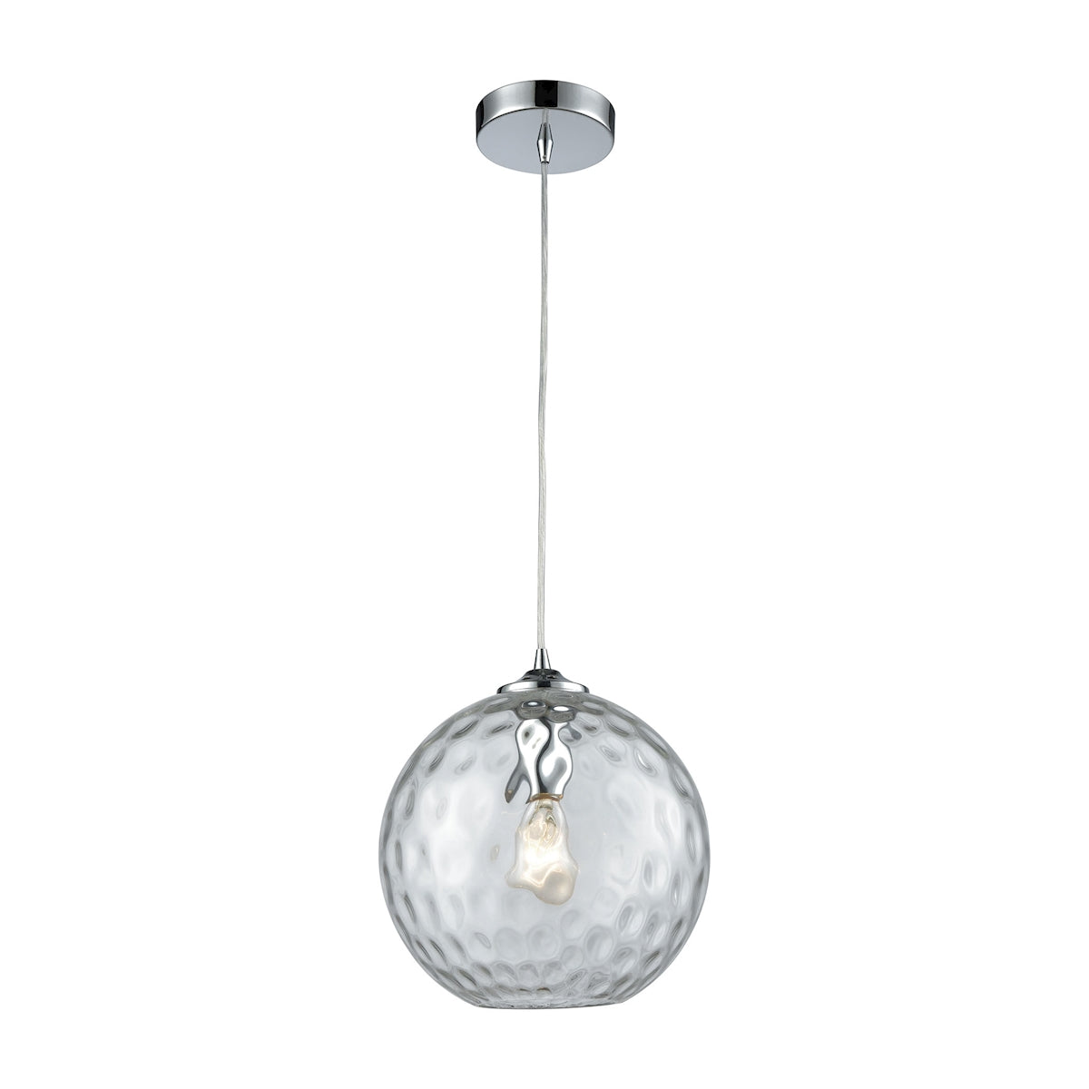 ELK Lighting 31380/1CLR - Watersphere 10" Wide 1-Light Mini Pendant in Chrome with Hammered Clear Gl