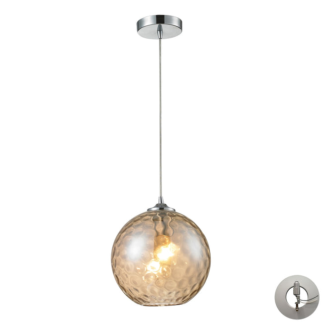 ELK Lighting 31380/1CMP-LA - Watersphere 10" Wide 1-Light Mini Pendant in Chrome with Hammered Amber