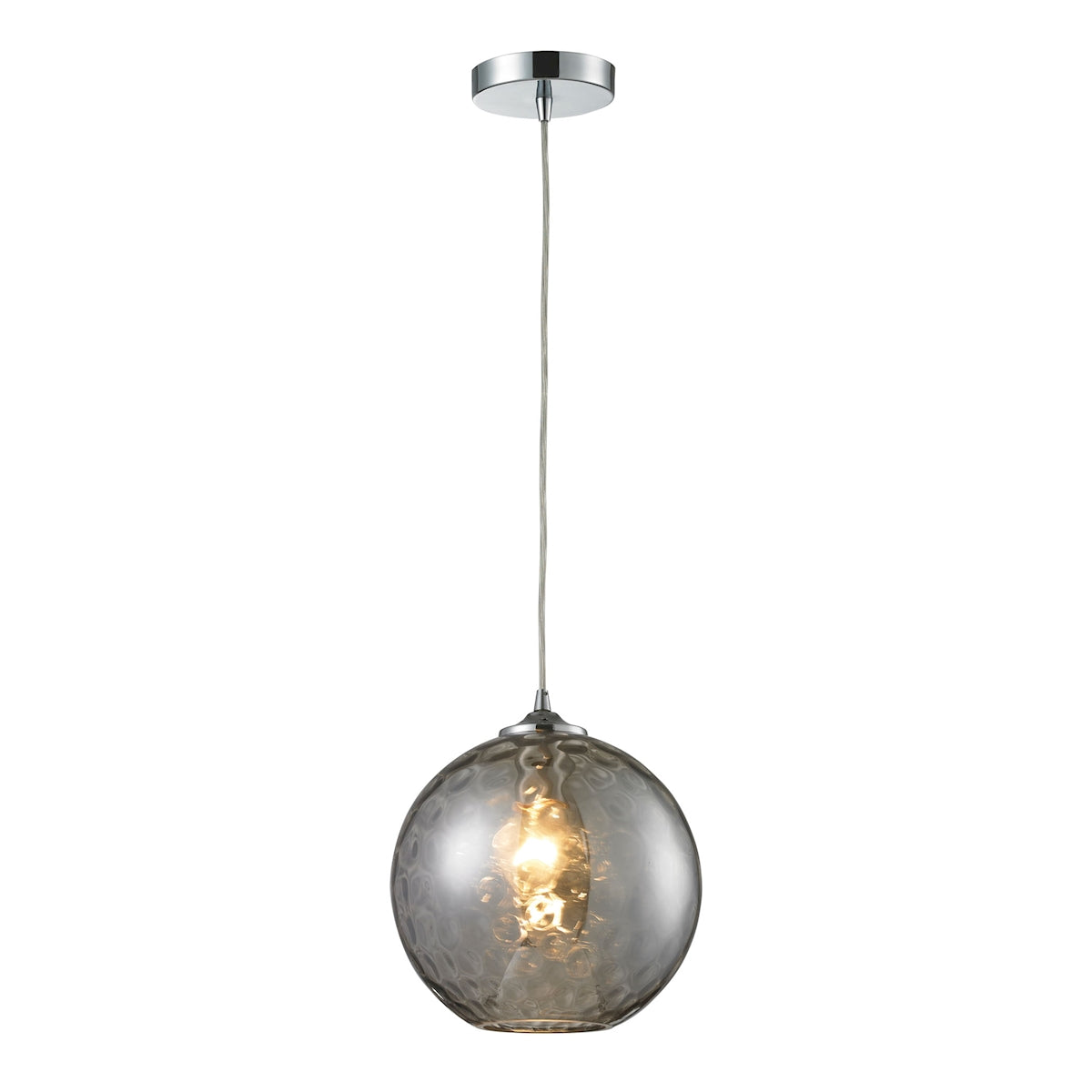 ELK Lighting 31380/1SMK - Watersphere 10" Wide 1-Light Mini Pendant in Chrome with Hammered Smoke Gl