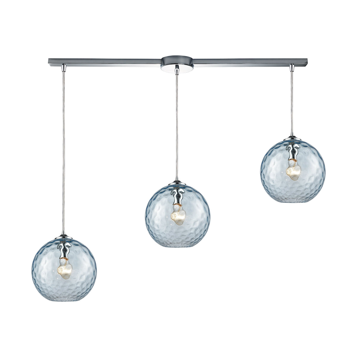 ELK Lighting 31380/3L-AQ - Watersphere 36" Wide 3-Light Linear Mini Pendant Fixture in Chrome with H