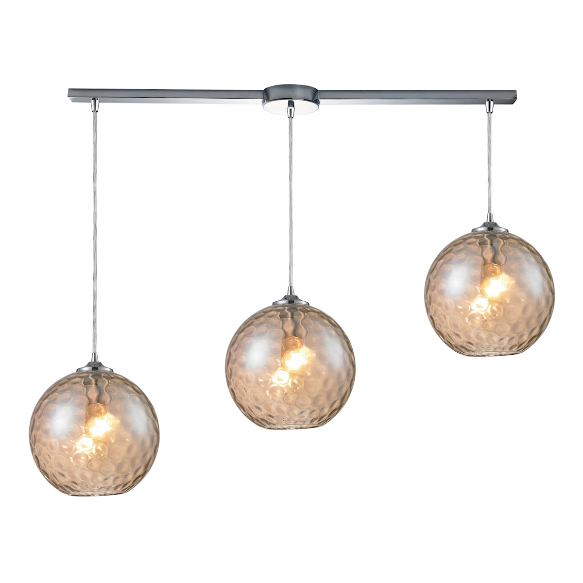 ELK Lighting 31380/3L-CMP - Watersphere 10" Wide 3-Light Linear Pendant Fixture in Chrome with Hamme