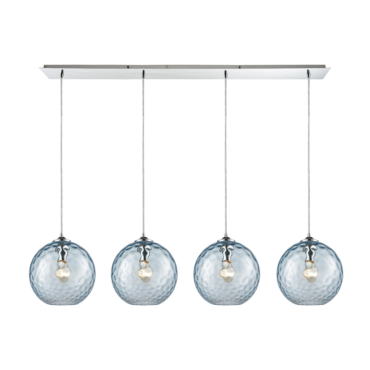 ELK Lighting 31380/4LP-AQ - Watersphere 46" Wide 4-Light Linear Pendant Fixture in Chrome with Hamme