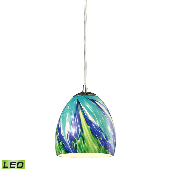 ELK Lighting 31445/1TB-LED - Colorwave 6" Wide 1-Light Mini Pendant in Satin Nickel with Blue and Gr