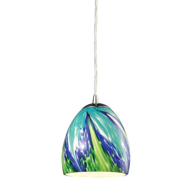 ELK Lighting 31445/1TB - Colorwave 6" Wide 1-Light Mini Pendant in Satin Nickel with Blue and Green
