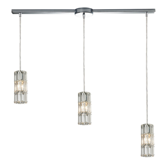 ELK Lighting 31486/3L - Cynthia 5" Wide 3-Light Linear Pendant Fixture in Polished Chrome with Cryst
