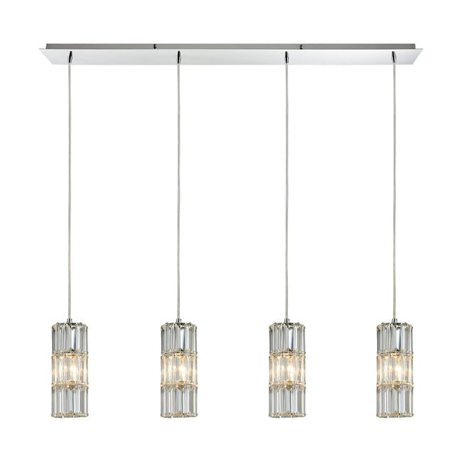 ELK Lighting 31486/4LP - Cynthia 47" Wide 4-Light Linear Pendant Fixture in Polished Chrome with Cry