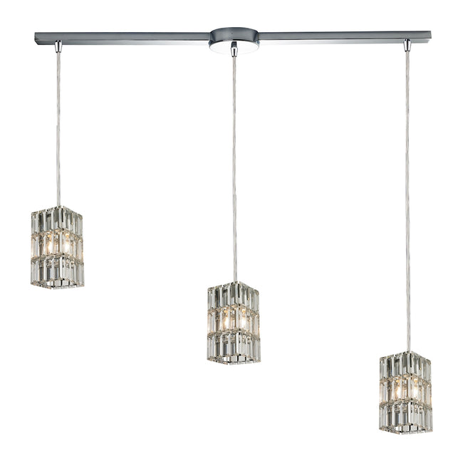 ELK Lighting 31488/3L - Cynthia 5" Wide 3-Light Linear Pendant Fixture in Polished Chrome with Cryst