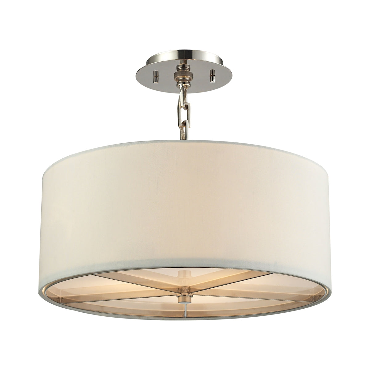 ELK Lighting 31650/3 - Selma 17" Wide 3-Light Pendant in Polished Nickel with White Fabric Shade