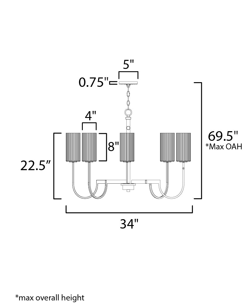 32008SWBK - 8 Light Town and Country 34" Chandelier - Black