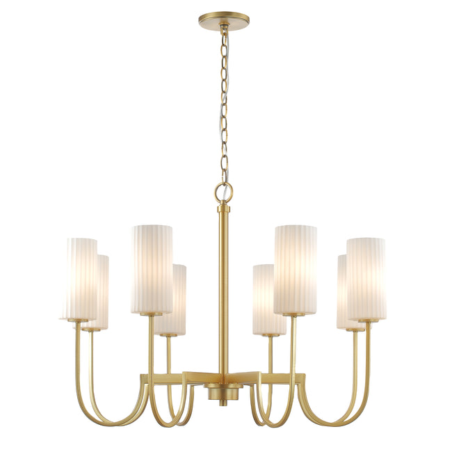32008SWSBR - 8 Light Town and Country 34" Chandelier - Satin Brass