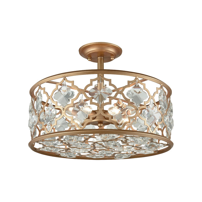 ELK Lighting 32092/4 - Armand 17" Wide 4-Light Semi Flush in Matte Gold with Clear Crystals