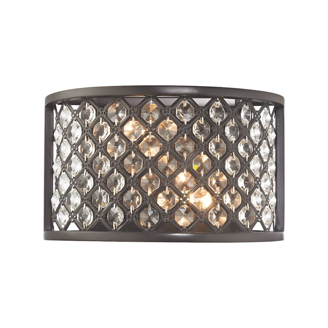 ELK Lighting 32100/2 - Genevieve 10" Wide 2-Light Sconce in Oil Rubbed Bronze with Crystal and Mesh