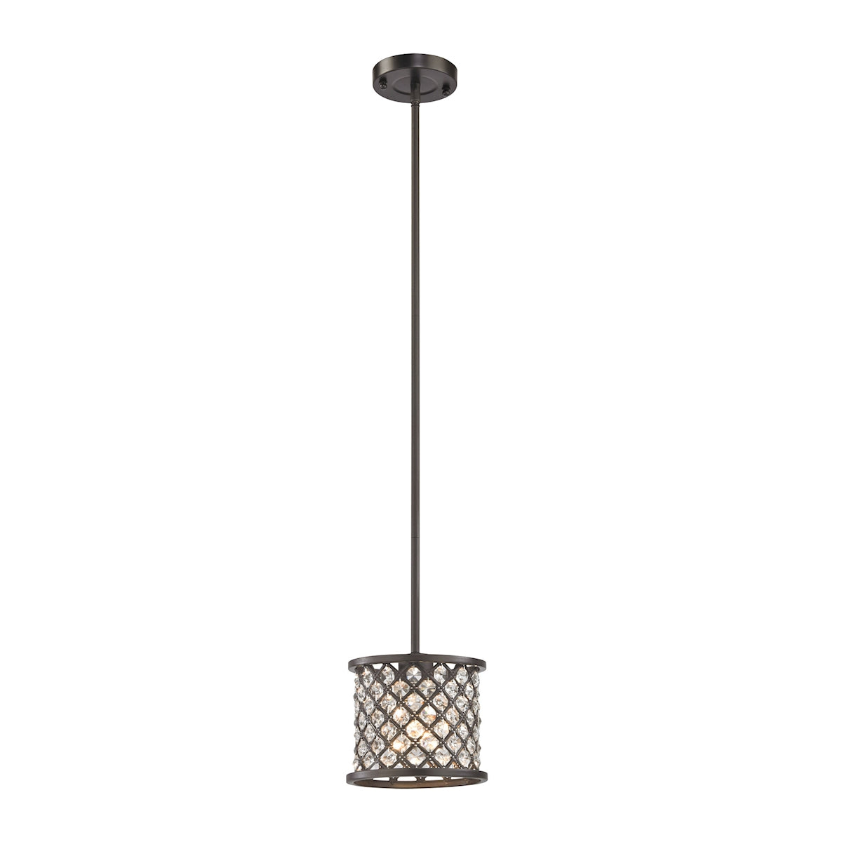 ELK Lighting 32102/1 - Genevieve 7" Wide 1-Light Mini Pendant in Oil Rubbed Bronze with Crystal and
