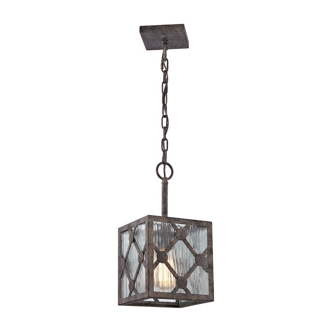 ELK Lighting 32122/1 - Radley 7" Wide 1-Light Mini Pendant in Malted Rust with Clear Raindrop Glass