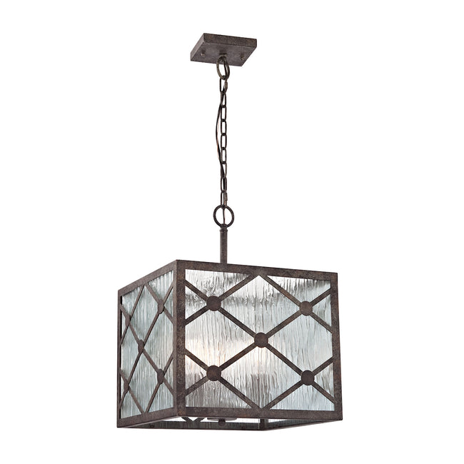ELK Lighting 32123/3 - Radley 14" Wide 3-Light Pendant in Malted Rust with Clear Raindrop Glass Pane