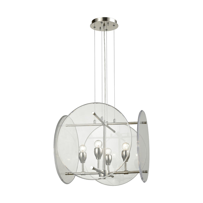 ELK Lighting 32322/4 - Disco 19" Wide 4-Light Chandelier in Polished Nickel with Clear Acrylic Panel