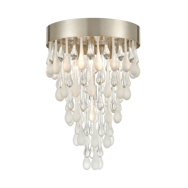 ELK Lighting 32341/4 - Morning Frost 13" Wide 4-Light Flush Mount in Silver Leaf with Clear and Fros