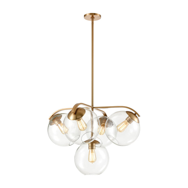 ELK Lighting 32353/5 - Collective 28" Wide 5-Light Chandelier in Satin Brass with Clear Glass