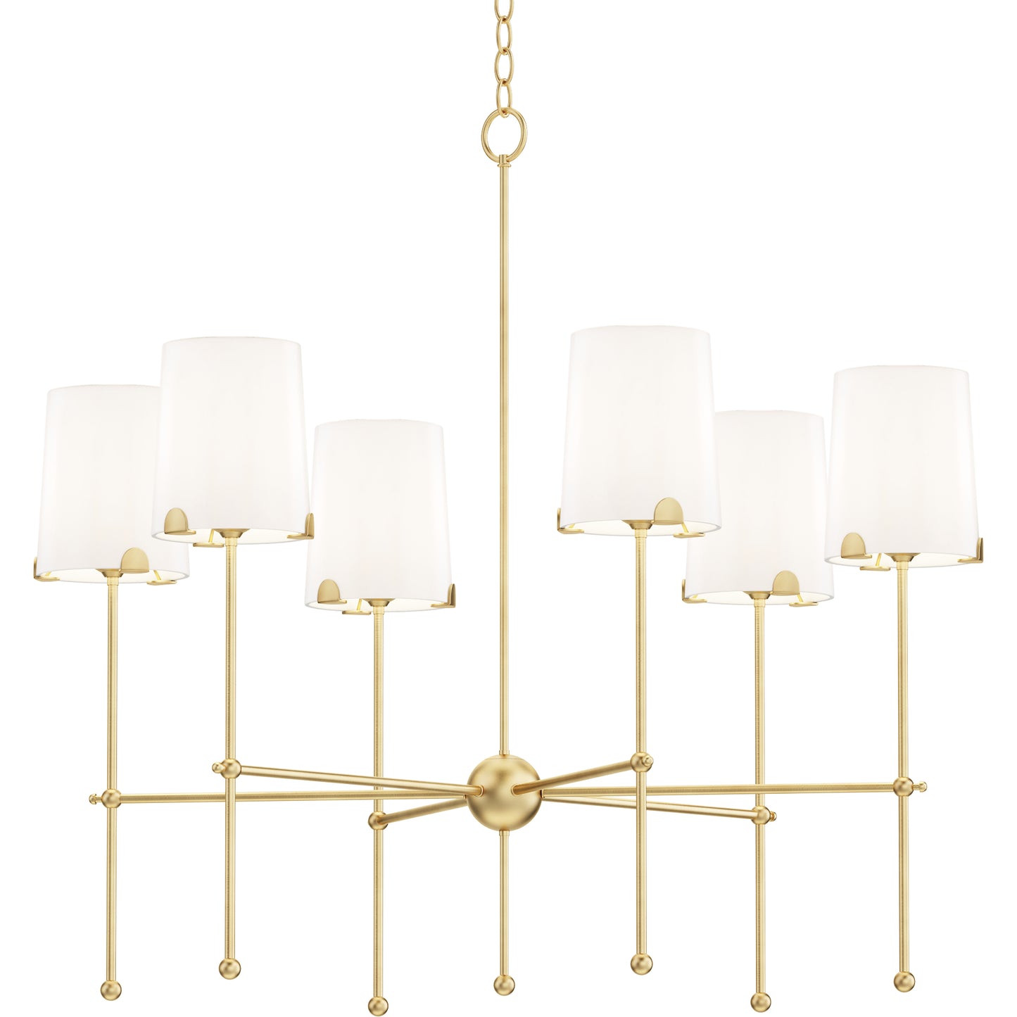 32366WTSBR - 6 Light Huntington 34" Chandelier - Satin Brass