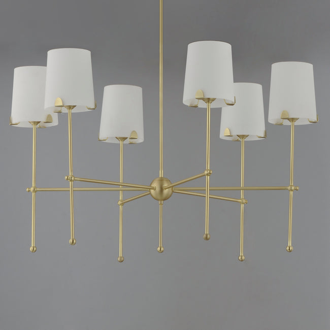 32366WTSBR - 6 Light Huntington 34" Chandelier - Satin Brass